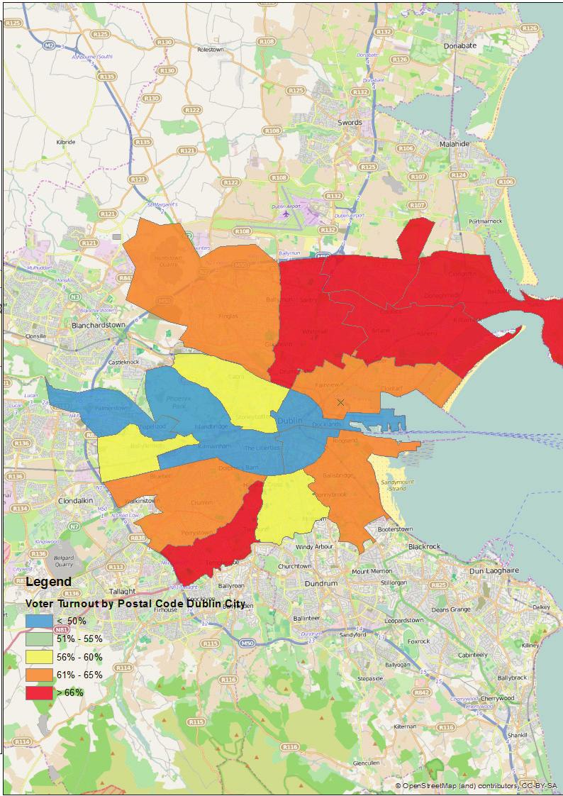Voter Engagement This map reveals that voter engagement within the city centre area tends to be lower than in