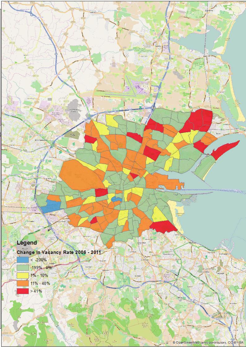 Rate of Housing Vacancy The percentage change in the vacancy rate for housing in DCC is set out in the map below.