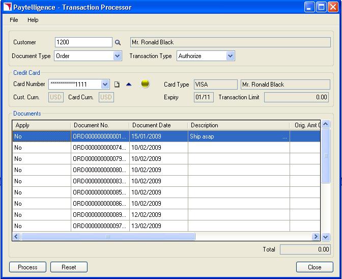 4.1 Transaction Processor Examples 4.1.1 Sale Transaction Multiple Orders The Transaction Processor can be used to process Sale Transactions for multiple orders for a single customer.
