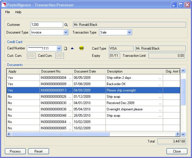 4.1.2 Sale Transaction for Multiple Invoices Similar to running a Sale transaction against multiple