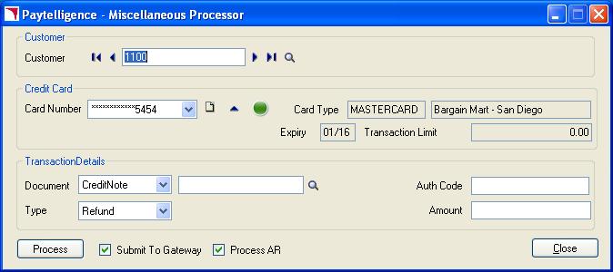 5 Miscellaneous Processor The Miscellaneous Processor allows the user to process transactions manually.