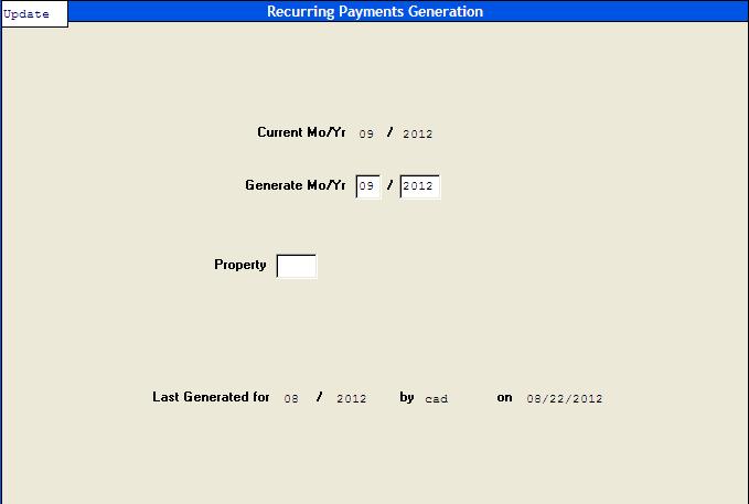 II. Generating Recurring Payments Navigate to: Accounts Payable>Transactions>Invoices>Data Entry Press <Ctrl-F1> to generate Recurring Payments.