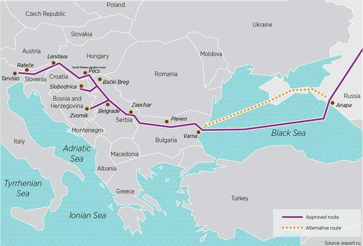 The South Stream pipeline route In August 2013, CJSC Stroytransgaz opened offices in Bulgaria, Serbia, and Slovenia all countries involved in the South