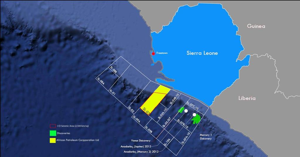 African Petroleum Corporation Limited Sierra Leone Project: Block SL03 African Petroleum holds a 100% interest in Block SL03 offshore Sierra Leone.