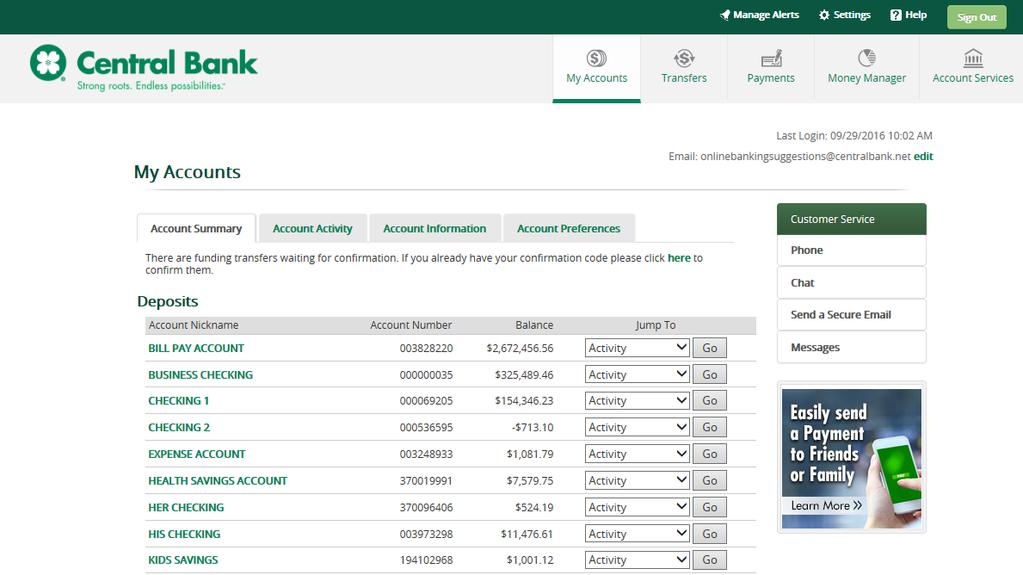 Online Banking Email: myemail address@gmail.