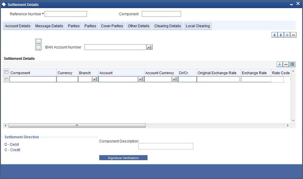Details screen. Click the Settlement button in the Islamic Fund On-line screen to invoke the Settlement Details screen.