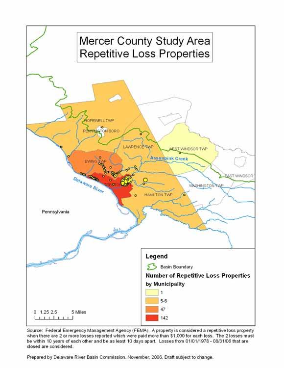 Repetitive Loss Properties Mercer County: 205 Repetitive Loss Properties $12 Million in Total Payouts Municipalities with