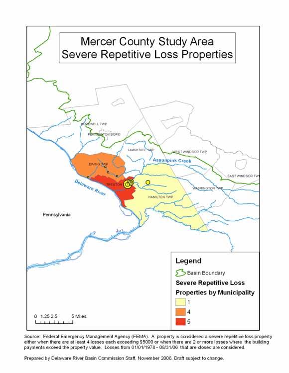 Severe Repetitive Loss Properties Mercer County: 10 Severe Rep Loss Properties $5.