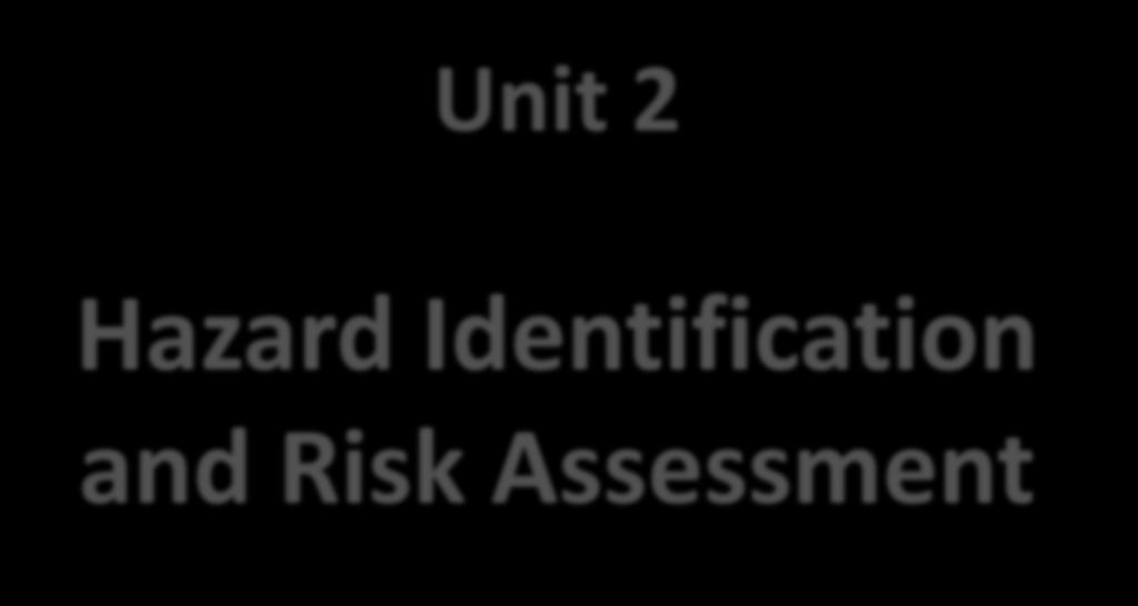 Unit 2 Hazard Identification