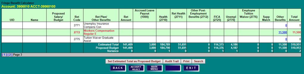 SETTING BUDGETS FOR OTHER SALARIES & WAGES, REVENUE & OPERATING FRINGE BENEFITS CALCULATOR 4) After adjusting fringe benefits as necessary, note that the revised fringe benefit cost estimate (