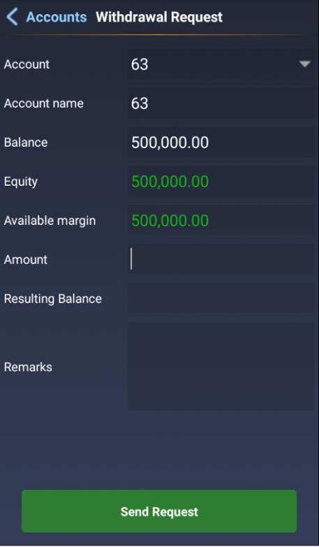 clicking New Withdrawal tab below page will appear