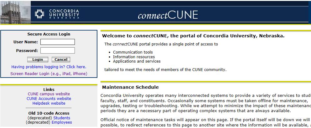 1 9 Signing into the connectcune portal http://connectcune.cune.edu User Name: FirstName.