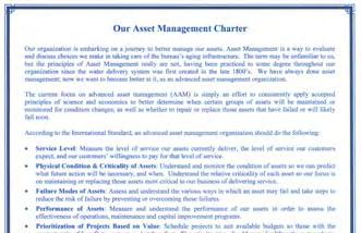 64 developed an AM charter, signed by the management team. The charter defines the objectives of pursuing AM. Early AM efforts in the PWB responded to short-term needs or questions.
