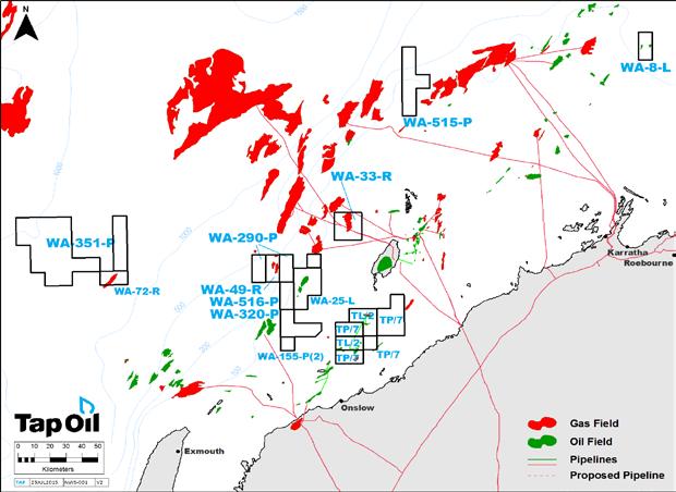Third Party Gas Contracts Tap 100% Tap has had a long term offtake for gas from the John Brookes field offshore Western Australia.