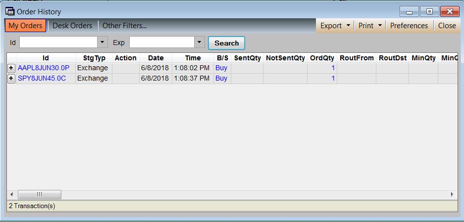 This window can sort orders and is displayed when the user click Orders Order History from the toolbar.