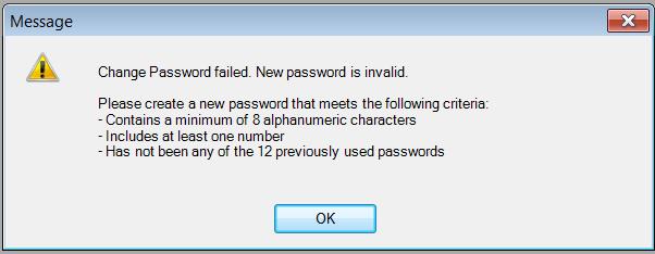 If your new password setting is not accepted, you