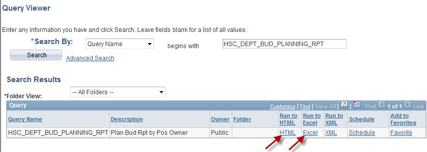 Query Viewer In the begins with field, type in HSC_DEPT and click on Search, or type in the