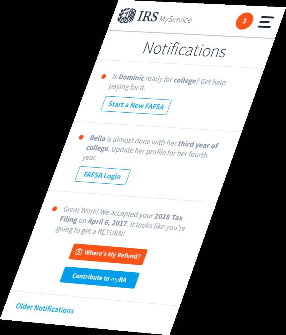 MOBILE ACCESSIBILITY Mobile devices and MyService Notifications are where our four goals converge into one use.