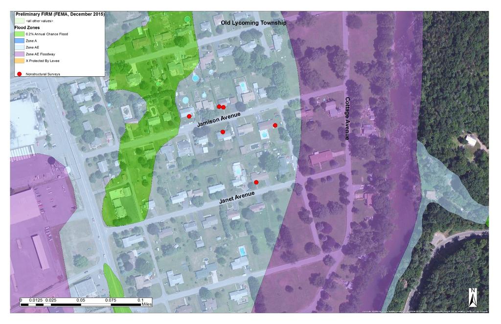 FIGURE 3-3 LOCATIONS OF NONSTRUCTURAL ANALYSES CONDUCTED IN OLD LYCOMING TOWNSHIP