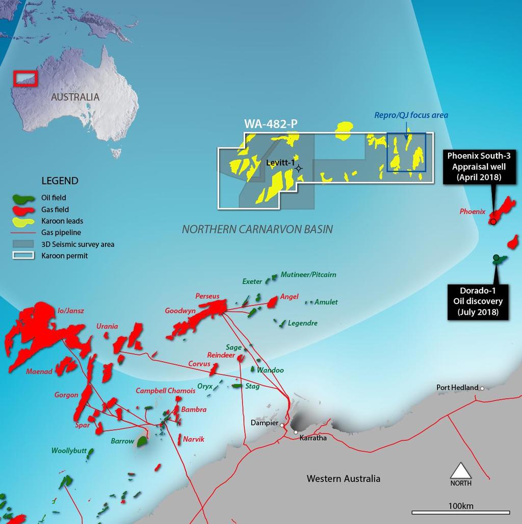 Australia: Carnarvon Basin, WA-482-P The right address: Australia s newest oil province Permit extended with G&G work program only. Karoon 50%, Quadrant 50% (Operator).