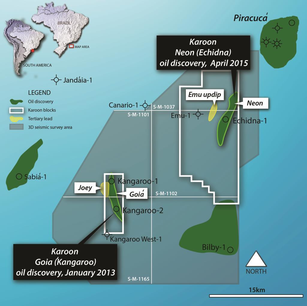 Brazil: Santos Basin, Neon (Echidna) & Goiá fields Progressing field development planning and nearfield exploration target evaluations.