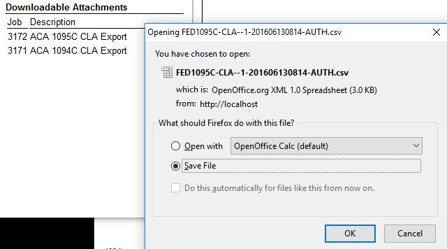 Save and Upload the CLA Export Files to CLA In your Jobs Tab, there should be two Downloadable Attachments. One for each of the exports.