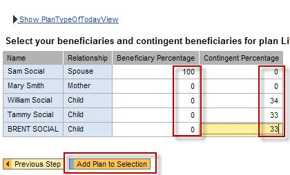 NOTE: Individual Beneficiaries can be selected only once-either for