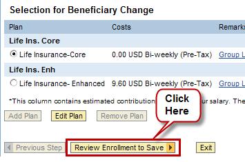 Then click the Review Enrollment to Save button.