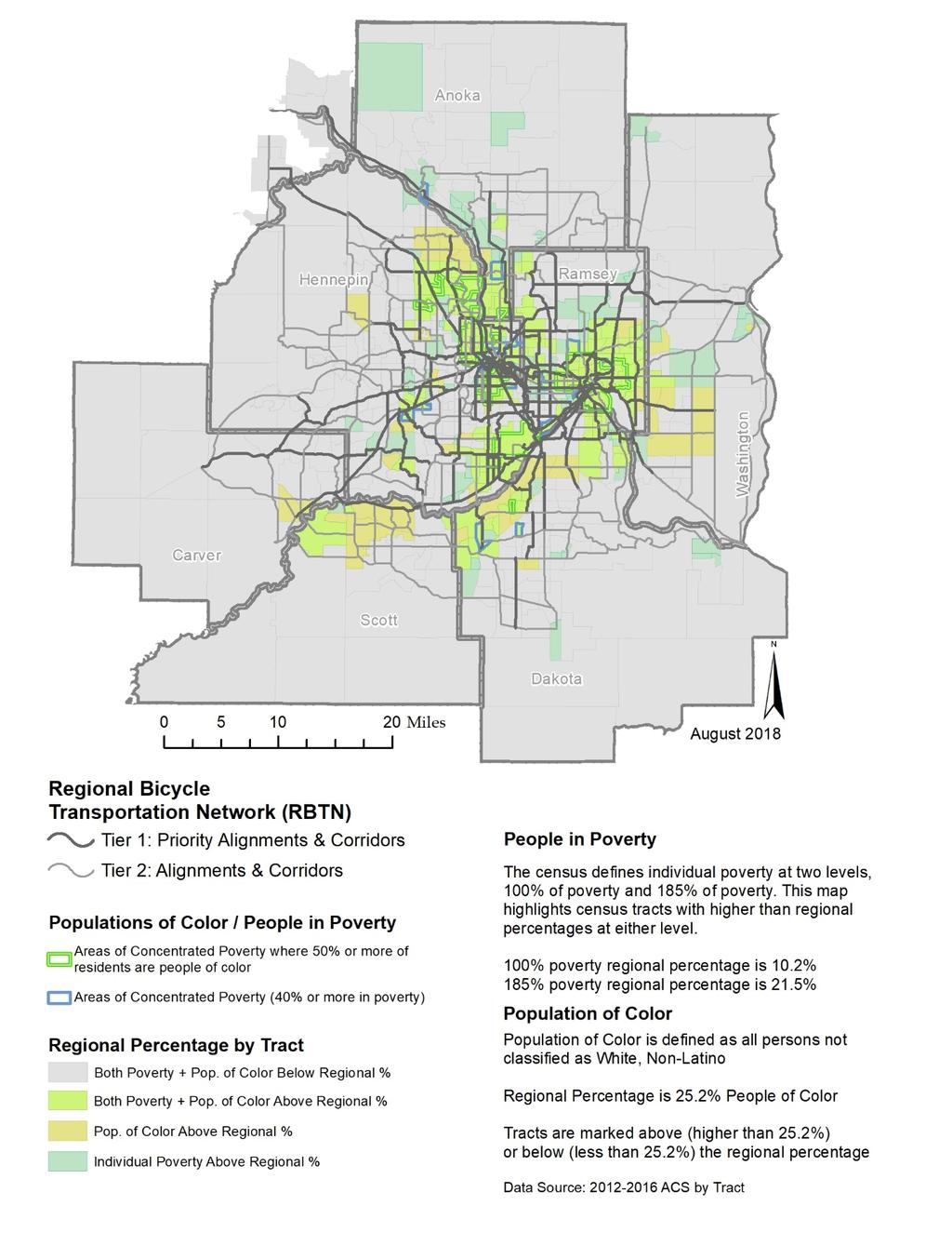Figure 10-3: Population and Regional Priority Corridors for Bicycle Infrastructure 2040
