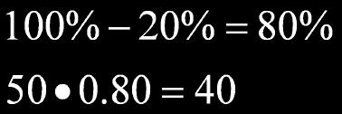 Method 1: Find the percent of the original price (discounted amount in $) Subtract the discount