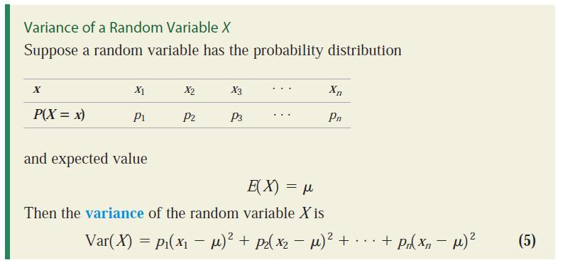 Variance of a