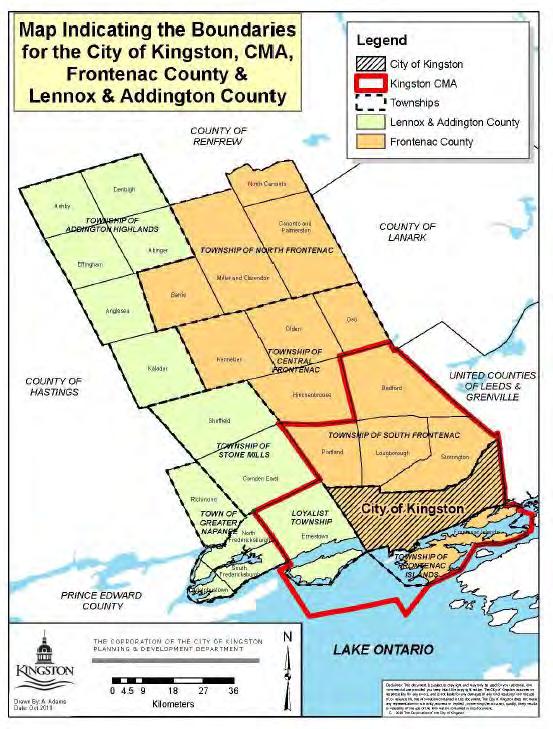 Section 2 RECENT POPULATION TRENDS IN THE KINGSTON AREA The Kingston CMA consists of the City of Kingston (population 123,410 in 2011), the Township of South Frontenac (18,110), the Township of