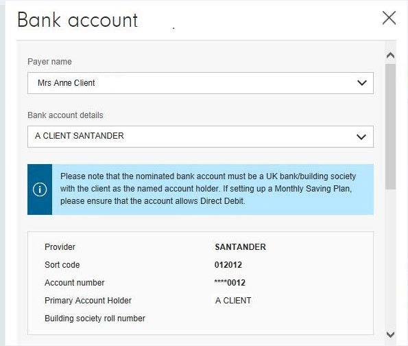 You have the option of choosing an existing bank account if one is