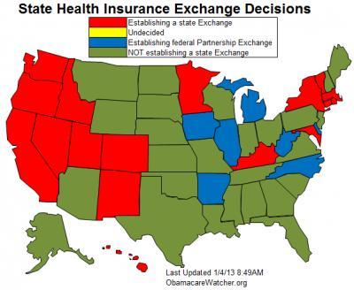 State Run: 17 Fed Run: 26 Fed "Partnership": 7 The Exchange 1. Established 10/1/13. 2. Open enrollment for ObamaCare's health insurance marketplace goes from Oct 1st, 2013 to March 31