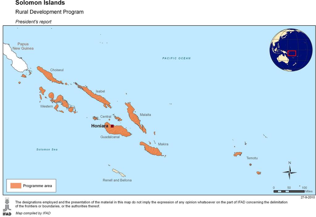 Map of the programme area Solomon Islands