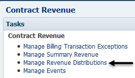 MANAGE REVENUE DISTRIBUTION Manage Revenue Distribution allows you to see the revenue transactions that have been recognized and will display in a PGM Report. 1.