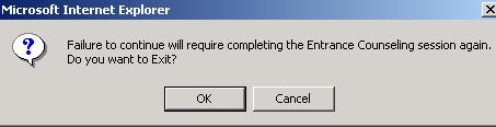 NOTE: If the student selects the Exit button at any time, the following warning will appear.