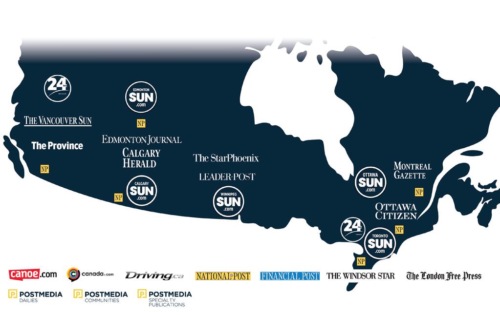 Who is Postmedia? 20 Million monthly reach (digital + print) which is 70% of Canadian adults.