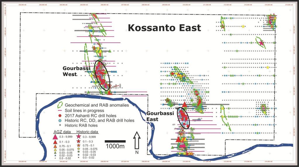 Exploration activities include re-logging of Reverse Circulation drilling chips and diamond drill core, regional and detailed mapping of target areas and unexplored portions of the concession,