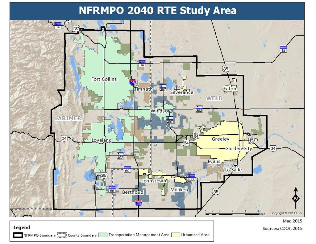 2040 Regional Transit Element CHAPTER 2: SOCIO-ECONOMIC PROFILE STUDY AREA The study area for this 2040 RTE is the NFRMPO region, also designated by the Colorado Department of Transportation (CDOT)