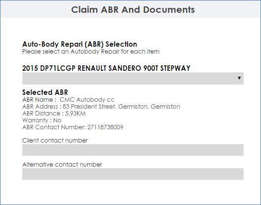 Capturing Customer contact details for Assessment on the ABR Screen Customer s primary contact number & alternative contact details are captured These details will be shared with the selected auto