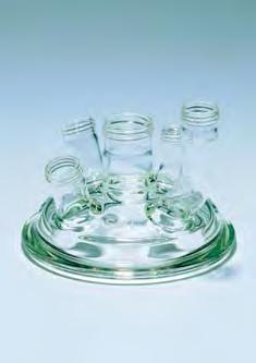 SVL lids for reaction vessels l For use with SVL reaction vessels l Borosilicate glass construction available in 3 styles: - Plain with knob (no necks) to act as a cover - 296-00 - With two necks