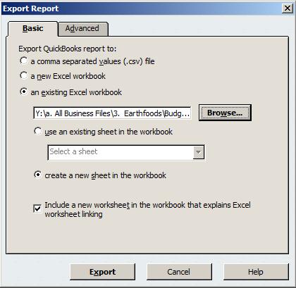 You can either create a new Excel document for the report, or you can append it to an existing spreadsheet, such as an in progress