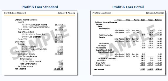 There are a ton of report options, but there are really only 3 that you need: Profit & Loss Standard: This is your basic