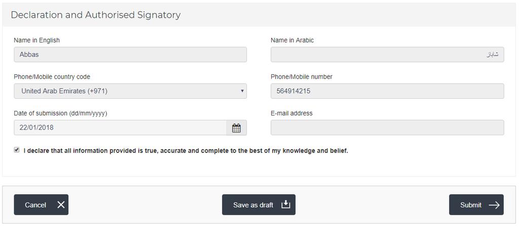 Declaration of Authorised Signatory Once the VAT Return form is completed, tick the box next to Declaration