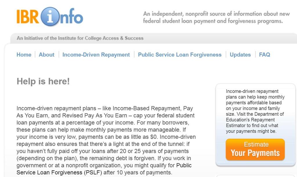 INCOME BASED REPAYMENT IBR www.ibrinfo.