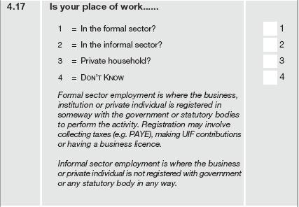 Statistics South Africa 48 P0211 Question 4.17 Type of business sector (Q417SECTOR) (@142 1.