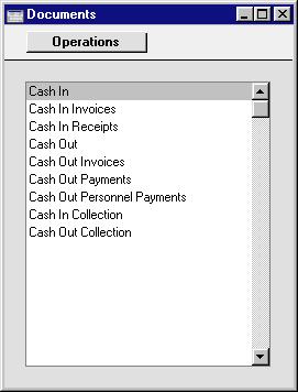 Chapter 2: Cash Book - Documents - Introduction Documents Introduction The Documents function permits the printing in batches of particular documents or Forms.