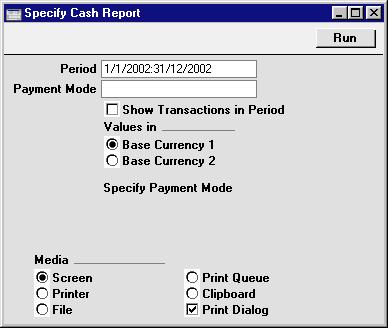 Chapter 2: Cash Book - Reports - Cash Report Cash Report This report is a modified version of the Daily Balances report in the Nominal Ledger.