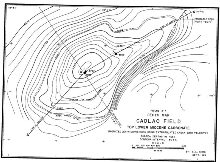 Cadlao proven producing oilfield mapped on 3D Seismic up-dip from